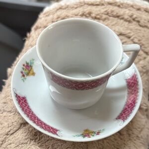 Elegant Red and White Demitasse Set